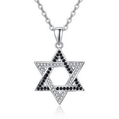 TANGPOET Davidstern Halskette für Frauen Jüdisch Zierliches 925 Sterling Silber Zirkonia CZ Stern Anhänger Davidstern Schmuck für Frauen Mädchen