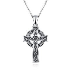 Fryneauy Hexagramm Davidstern Keltischer Knoten Kreuz Halskette für Frauen Sterling Silber Kreuz Anhänger Christliche Halskette Schmuck Geburtstagsgeschenke für Freund Schwester Männer