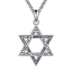 ONEFINITY Davidstern Halskette für Damen 925er Sterlingsilber jüdische Stern Halskette Hexagramm Anhänger Davidstern Amulett Schmuck für Männer Frauen Ehefrau