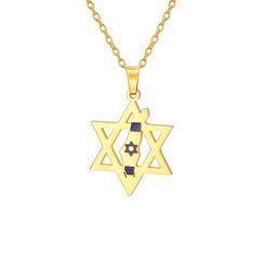EUEAVAN Davidstern Halskette für Frauen Palästina Halskette Judenstern Land Flagge Karte Anhänger Naher Osten Arabischer Nationalschmuck Judaica Geschenke Männer (gold)