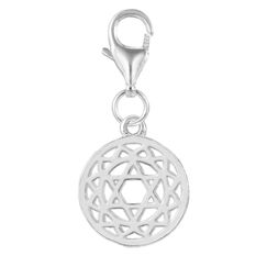Charm-Anhänger Davidstern, Anhänger Kette, 925er Sterlingsilber, Karabinerverschluss für Armband und Halskette