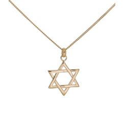 Anhänger Kreuz Hexagramm Jüdischer Davidstern vergoldet 18 K mit Kette 45 cm Damengröße und Schatulle. ASCALIDO®, Kein Edelstein