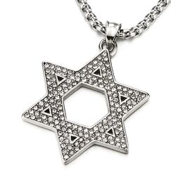 COOLSTEELANDBEYOND Große Davidstern Anhänger mit Zirkonia, Edelstahl Halskette für Damen für Herren