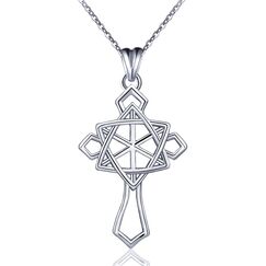 925 Sterling Silber Halskette fur Frauen, Davidstern Kreuz Geometrie Religiose Anhanger Charm Halskette Erfinderisches Geschenk fur Frau/Freundin von AEONSLOVE