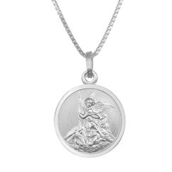 trendor Halskette mit Erzengel Michael Anhänger Ø 16 mm 925 Silber zauberhaftes Schmuckstück für Damen und Herren, wunderschöne Geschenkidee, 41462-40 40 cm