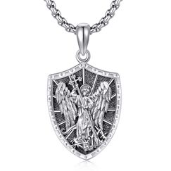 ONEFINITY Sankt Michael Halskette Sterling Silber St Michael Erzengel Anhänger Religiöse schützen Schmuck Geschenk für Herren Damen