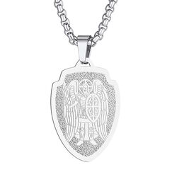 St. Michael Anhänger Halskette das Siegel der sieben Erzengel Heiliger Michael Religiöser Medaillon Modeschmuck für Männer und Frauen Jungen Edelstahl