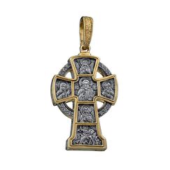 Christlicher Kreuz Anhänger. 925 Silber, vergoldet. Mit Bild des Sieges des Heiligen Georg. Christus der Allmächtige. Heilige Maria die Jungfrau. Johannes der Täufer. Erzengel Michael und Gabriel. Das Gebet „Lass Gott aufstehen“. Religiöses Geschenk für Damen und Herren.