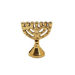 NKlaus mini 4cm Menora Messing Handarbeit Kerzenständer siebenarmiger Leuchter Menorah 1316