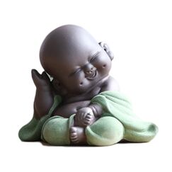 Lachender Maitreya Buddha, Keramik-Buddha-Statue, Ornament-Tee-Skulptur, Mini sitzende Glücks-Buddha-Ornamente, Wohnkultur Garten-Ornamente