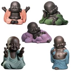 MonLiya 5 Stil schöne Buddha-Statuen kleine Mönch Figur Keramik Buddha-Skulptur Feng Shui Ornamente Home Decoration