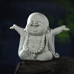 Landical Buddha-Sandstein-Statuen, Zen Mönch, Betende Statue, Skulpturen, Ornament für Reichtum, Glück, Feng Shui, Dekoration, Zuhause, Büro, Auto, Dekoration (Lachender Buddha)