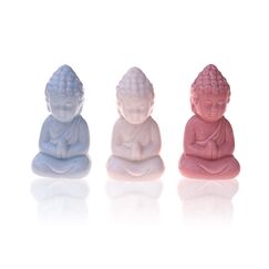 Mini Buddha-Figuren 3-er Set Keramik - Kleine Deko-Figuren für Innen, Balkon & Garten - Buddha-Skulptur Wohn-Accessoire - Asiatische Glücksbringer - Spirituelle Feng-Shui Dekoration