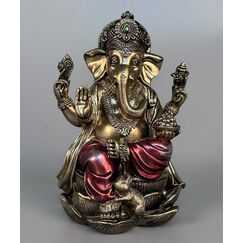 JORAE Ganesha-Statue, Elefanten-Buddha, sitzend auf Lotus-Sockel, Herr Segen, Heimdekoration, Hindu-Gott, Sammlerstück, antike Bronze-Finish, Meditationsfigur, 18,3 cm, Polyresin