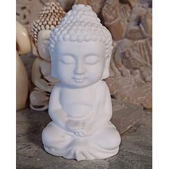 RK Collections Mini-Buddha-Statue | Idol | Dekorative Figur in makellosem Weiß Finish in Meditationsposition Kleine ruhige Statue
