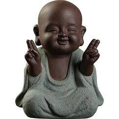Kleine niedliche Buddha-Statue aus Keramik Mönch-Figur kreative Baby-Bastelpuppen Ornamente Geschenk chinesische zarte Keramikkunst und Handwerk