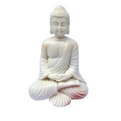 10,2 cm Buddha Statue Idol Dekofigur Poly-Marmor mit weißer Marmorierung - Premium Qualität Buddha Idol in Meditationsposition Attraktive & ruhige kleine Buddha Statue