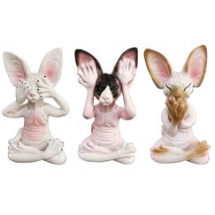 JARPSIRY QIANSHENG Set von 3 Weisen Sphynx Katzenstatue See Hear Speak No Evil Zen Meditation Yoga Katzen Figur Buddha Katzen Skulpturen 3,3" hohe Regalsitter