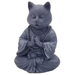 RK Collections Buddha-Katzenstatue in meditierender Katzenfigur-Pose für Zen-Katzen-Gedenkstätte oder spirituelles Dekor. Dhyana Mudra Pose Yoga. Meditierendes Kätzchen.