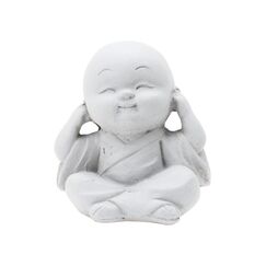 Murago 3er Set Buddha Deko Figuren Buddah Figur Statue Nichts hören sehen Sagen für innen & außen Garten grau klein Mönch