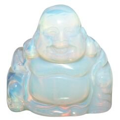 SUNYIK Opalite, handgeschnitzte Happy Buddha-Statue, Taschenproben, Kugel, Dekoration, 3,8 cm