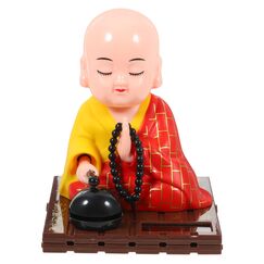 FAVOMOTO Kleiner Mönch Figur Solar Kopf Spielzeug Lustiges Auto Schütteln Kopf Spielzeug Chinesischer kleiner Buddha Mönch Statue Auto Armaturenbrett Ornament Home Dekorationen