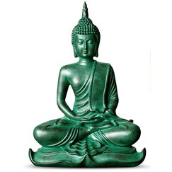 DBassinger Buddha-Statue für Heimdekoration, 15,7 cm, antike thailändische Shakyamuni-Statue, sitzende Statue aus Harz mit Bronze-Finish, tolle Dekoration für Meditations-Altar