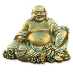 Lachende Buddha Statue für Wohnkultur - Gold Antik Stil Buddah Statut - Glückliche Buddha Statuen für Reichtum, Fülle - Lächelnde, sitzende Buddha-Skulptur - Großer Bauch Golden Buddha Statue