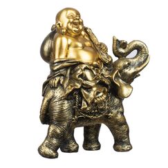 Feng Shui handgefertigte Maitreya lachender Buddha-Statue, Yinasi lachender Buddha auf Elefant, Skulptur, Figur für Glück und Glück, Gott des Reichtums, Zuhause, Büro, Hotel, Tischdekoration