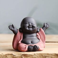 EVECILOO Maitreya-Statue aus Ton, lachender Buddha – Happy Baby Buddha Mönch Figur für Büro, Schreibtisch, Mini-Statue, Tee-Ornamente, Heimdekoration (Stil B)