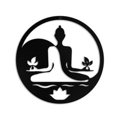 Kas Home Metall Zen Wanddekoration Eisen Buddha Wandkunst Zen Lotus Spirituelle Meditation Dekor für Wohnzimmer Schlafzimmer Yoga Studio Büro Wanddekoration (schwarz, 30,5 x 30,5 cm)