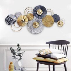 STZYY 3D Wandbild Wohnzimmer''Lotus'' aus Metall, Handgemachte Moderne Wanddeko Metall, Luxus Wandskulptur Metall, Perfekte Runde Wandschmuck für Arbeitszimmer/Schlafzimme(Size:122x56 cm), Gold