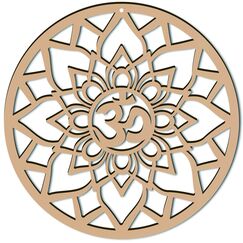 CREATCABIN 12inch Om Lotus Wanddekor Holzwandkunst Kristallgitter Heilige Geometrie Lasergeschnittene Wandskulptur Hängendes Dekor Für Einweihungsparty Home Office Yoga Studio Dekoration