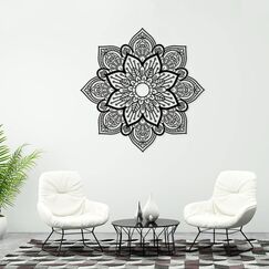 Resama Schwarz Große Metall Runde Mandala Wand Dekor, Einzigartige Lotus Blumen Wand Kunst für Wohnzimmer Schlafzimmer Badezimmer Korridor Home Zimmer und Büro Dekoration…