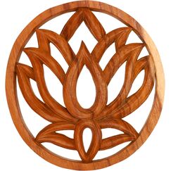 GURU SHOP Geschnitztes Wandbild Deko Wandrelief, Untersetzer - Lotus 30 cm