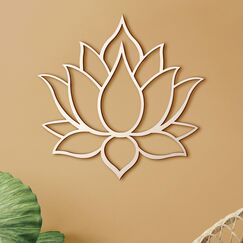 WoodfulArt Holz Wanddekoration Lotus Weiß Mandala - Hängende Holz Wandkunst mit Gravur Design Blume des Lebens Holzdekoration - Heilige Geometrie Wandkunst für Zuhause, Yoga-Studio, Café