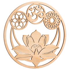 Qallicon Wanddekoration, Heiliger Lotus, 29.1 cm, Wanddekoration, Heilige Geometrie, Kristallgitter, Chakra, Holzkunst, Yoga, Wandkunst, Dekoration, Meditation, Zen, spirituelle Geschenke
