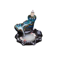 ARFUKA Keramik Räucherstäbchenhalter Rückfluss Räuchergefäß Halter Wasserfall Lotus Weihrauchbrenner Halter Aromatherapie Ornament Wohnkultur