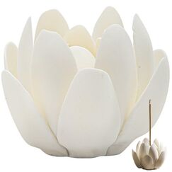Hrippy Mini Weißer Lotus-räucherstäbchenhalter, Keramik-räuchergefäß, Blumen-räucherstäbchenhalter, Aschenfänger Für Yoga, Studio, Wohnzimmer, Heimdekoration