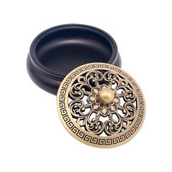 Vusddy Messing Räucherschale mit Deckel - Weihrauchbrenner Vintage Handgefertigter - Räuchergefäß Lotus Incense Burner für Weihrauch, Meditation, Entspannung und Zuhause Dekoration
