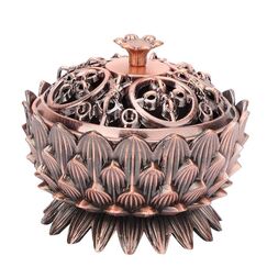 Vintage-Lotus-Räucherstäbchenhalter, Zinklegierung, Mini-Räucherkegelhalter, Schale, Metall, Salbeihalter, Brenner, Räucherstäbchenhalter für Zuhause, Büro, Feng Shui-Dekoration, 7 x 5 cm (Kupfer)