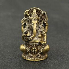 QWERWEFR Mini Vintage Messing Ganesha Statue Tasche Indien Thailand Elefantengott Figur Skulptur Home Office Schreibtisch Dekorative Ornament Geschenk