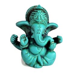 BUDDHAFIGUREN/Billy Held Ganesha Ganapati Ganesh Statue türkis aus Resin 6,5cm