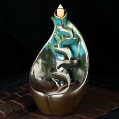 Handgefertigter Rückfluss-Räucherkegelbrenner, Lotus/Mönch, mit 10 Stück Rückfluss-Räucherkegeln, Heimdekoration Vase Style