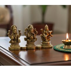 ESPLANADE - Laxmi Ganesh Saraswati Idol - 5,1 cm Höhe | Ganesha Lakshmi Religiöse Figur Hindu-Gott Skulptur Murti Statue | Diwali / Arbeitsplatz / Büro