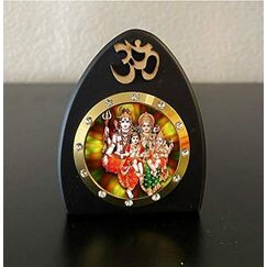 Lord Shiv Parvati Ganesha Idol Statue Holzrahmen für Auto Armaturenbrett Home Office Tempel Mandir Hinduismus