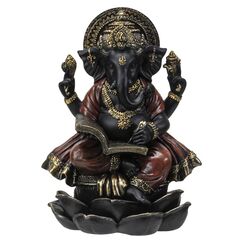 Pacific Giftware Ganesha Figur schwarz - Schreibt in Buch der Erkenntnis | Buddha Statue Deko