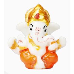 ASHIRWAD Kleine Ganesha-Statue, Skulptur, Mini-Lord Ganesh, Ganpati-Polyresin-Idol in mehrfarbig (orange)