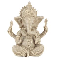 Goick 10x11.5cm Elefant Statue Skulptur, Ganesha Buddha Statue Sandstein Harz Indien Ganesha Elefant Gott Statue Figur Elefantengott,Handgefertigte Skulptur Dekoration Geschenke