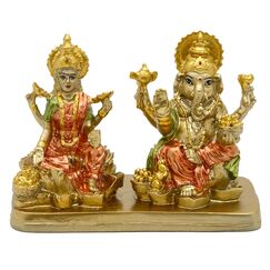 alikiki Hindu-Lord Ganesha Lakshmi Statue - Indischer Gott Laxmi Ganesh Murti Artikel Home Tempel Puja Pooja Idol Diwali Geschenk - Indien Tischtisch Ganpati Skulpturen